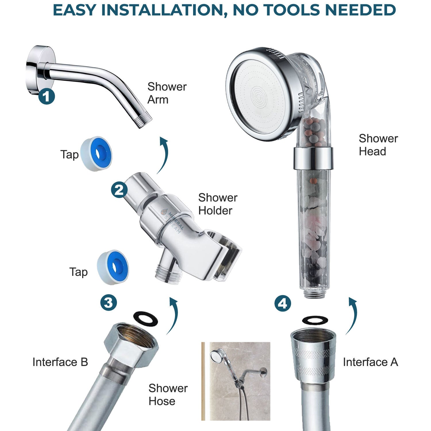 Chakra duschhuvud dusch väsentliga kit