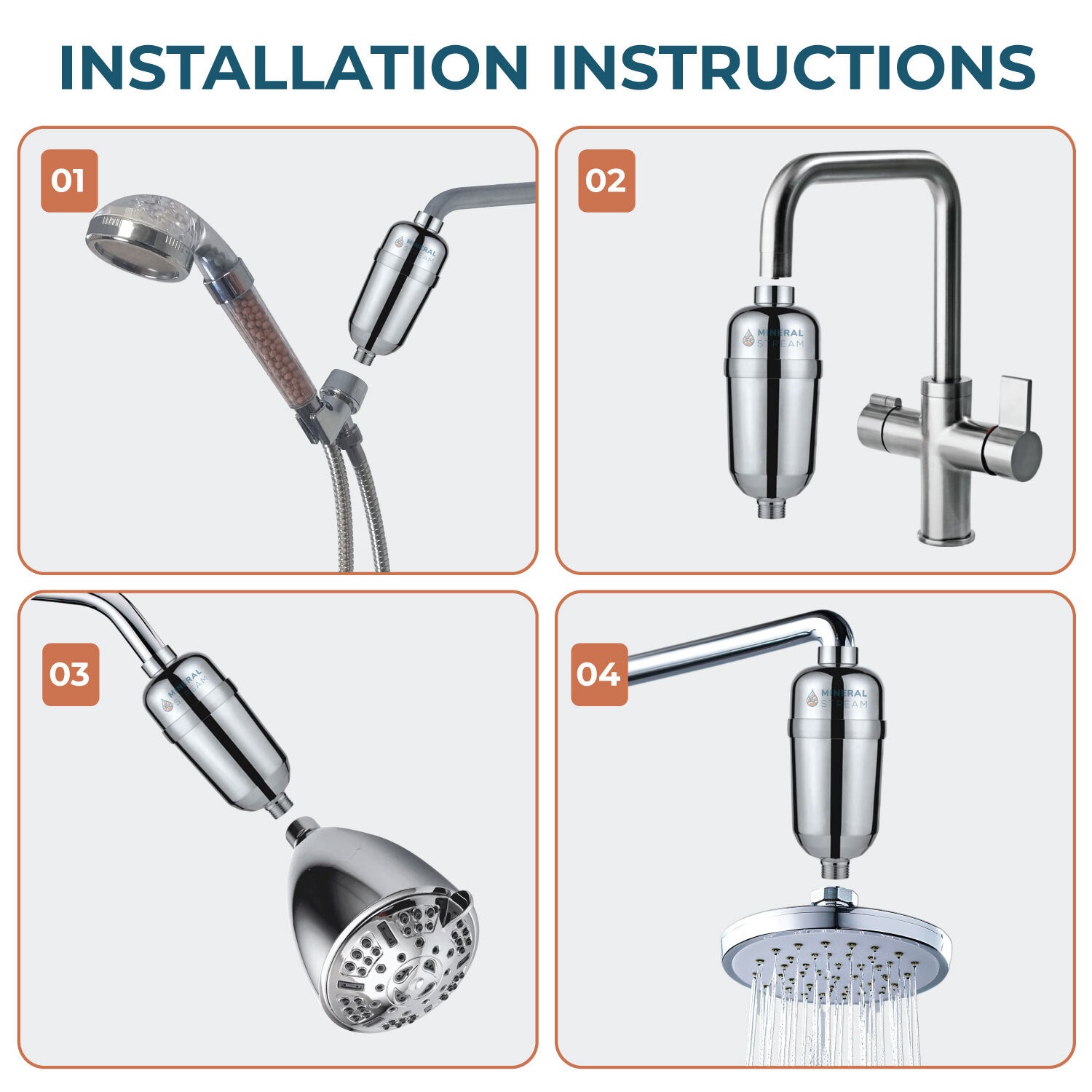 Avancerat duschfilter för hårt vatten