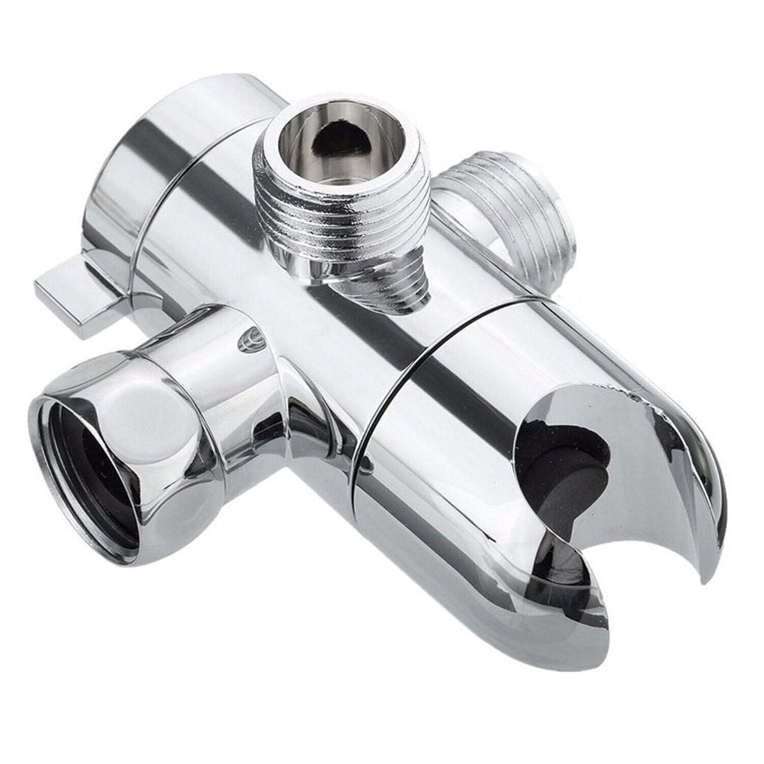 3-Way Shower Diverter in chrome - front view of the brass diverter valve